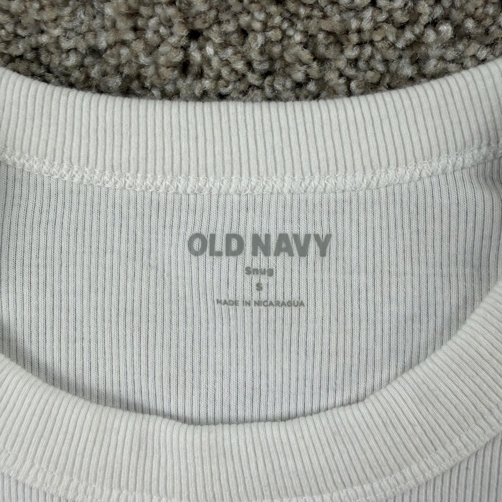 Old Navy Shirt Womens Small White Ribbed Crew Neck Short Sleeve Tee T-Shirt - Picture 3 of 8